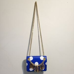 Moschino Polka-Dot Logo-Chain Shoulder Bag
